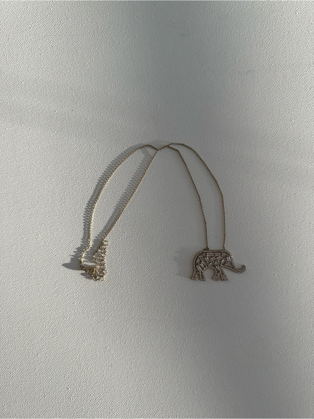 Gold Rhinestone Elephant Pendant Necklace - Picture 3 of 3